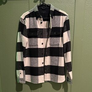 All Saints Monochrome Plaid Shirt Jacket